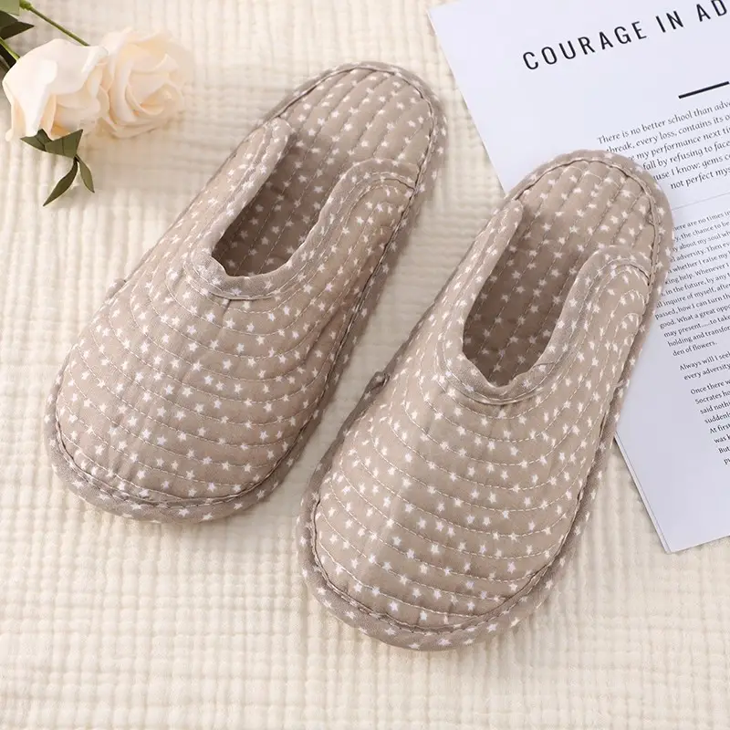 2025 Soft-Soled Silent Slippers for Women, Quilted Cotton Breathable Slippers, Indoor and Outdoor Thin-Soled Full Cotton Closed-Toe Slippers — feature 20