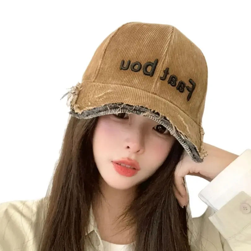Women Baseball Cap with Letter Embroidery Distressed Design - Image 12