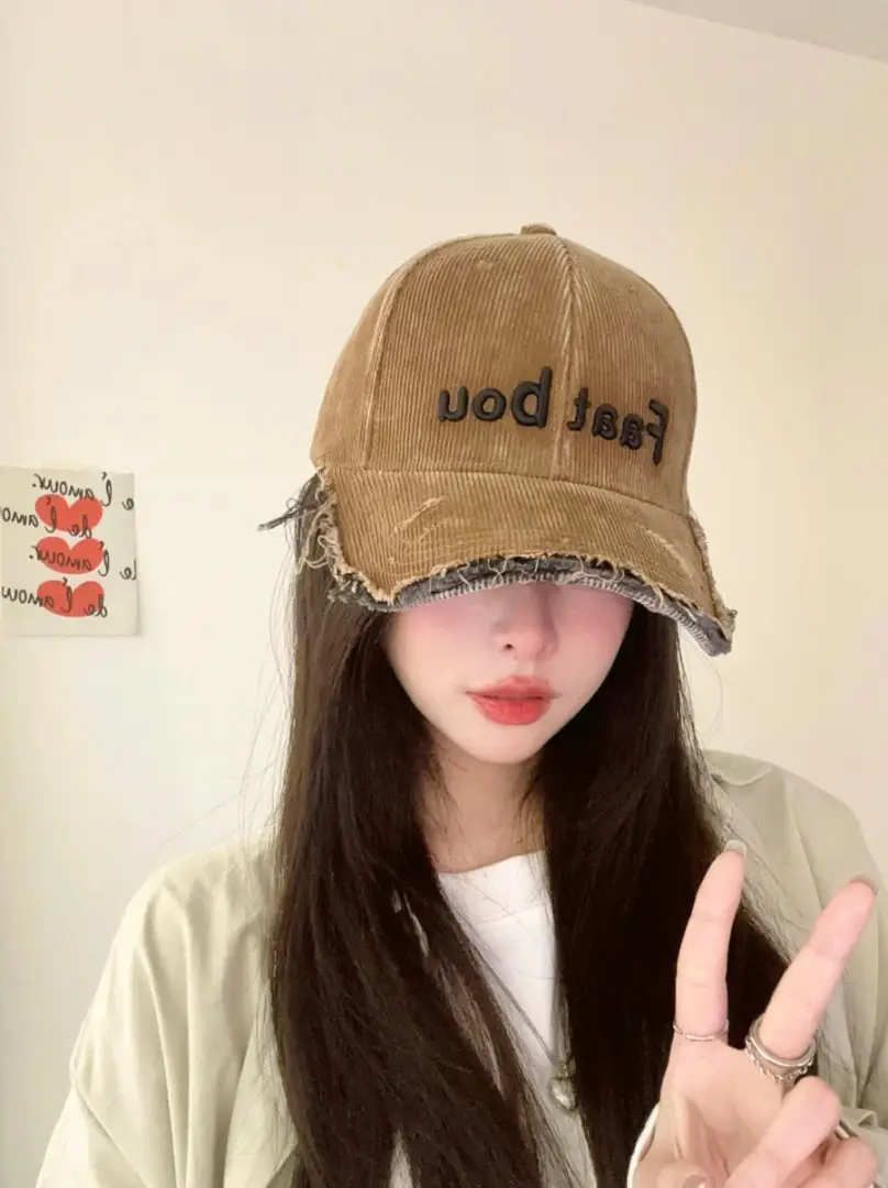 Women Baseball Cap with Letter Embroidery Distressed Design — feature 16