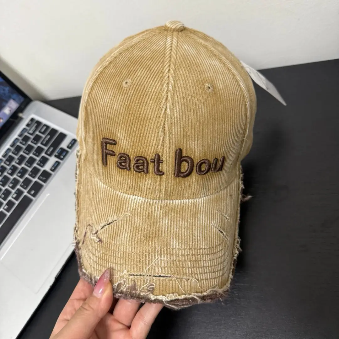 Women Baseball Cap with Letter Embroidery Distressed Design - Image 3