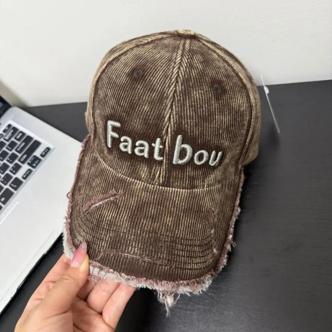 Women Baseball Cap with Letter Embroidery Distressed Design - Image 4