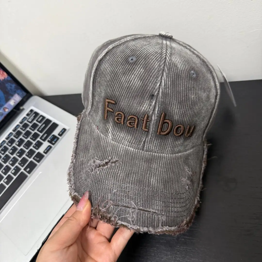 Women Baseball Cap with Letter Embroidery Distressed Design - Image 6