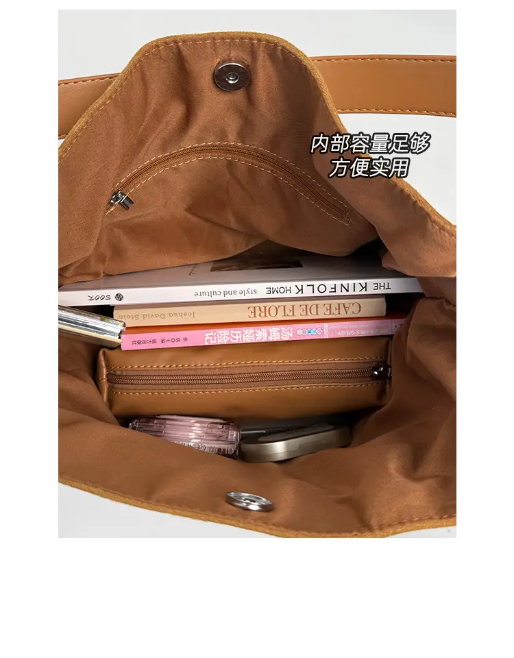 Women Large Capacity Brown Canvas Shoulder Bag 2025 — feature 10