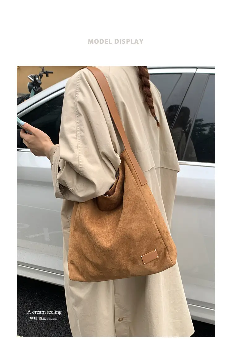 Women Large Capacity Brown Canvas Shoulder Bag 2025 — feature 3