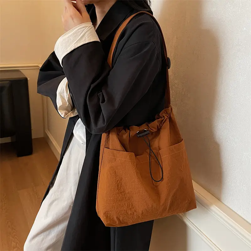 Women's Brown Cloth Shoulder Bag Large Capacity 2025 - Image 7