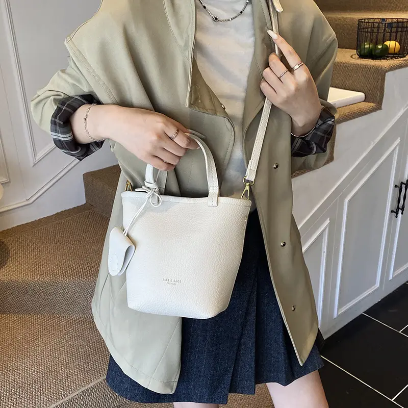 Women's Cream Bucket Bag 2025 Fashion Crossbody Shoulder Bag - Image 7