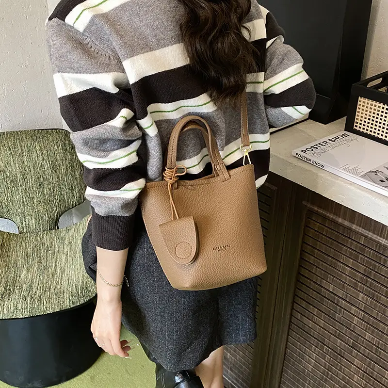 Women's Cream Bucket Bag 2025 Fashion Crossbody Shoulder Bag - Image 8