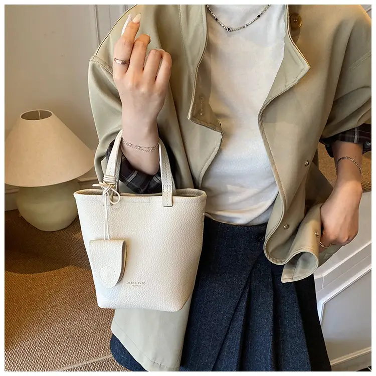 Women's Cream Bucket Bag 2025 Fashion Crossbody Shoulder Bag — feature 12