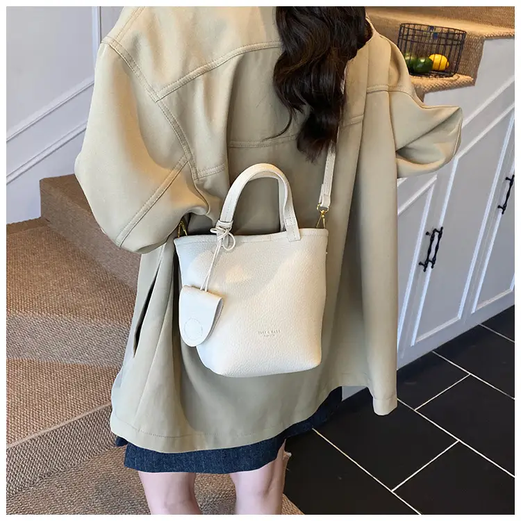 Women's Cream Bucket Bag 2025 Fashion Crossbody Shoulder Bag — feature 14