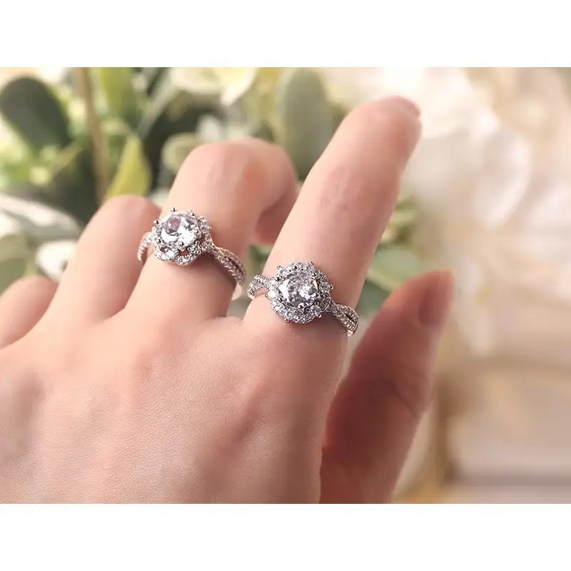 Alloy Moissanite Ring Alloy Moissanite Couple Twist Arm Diamond Ring Pair Ring Wedding Proposal Daily Easiest for Match