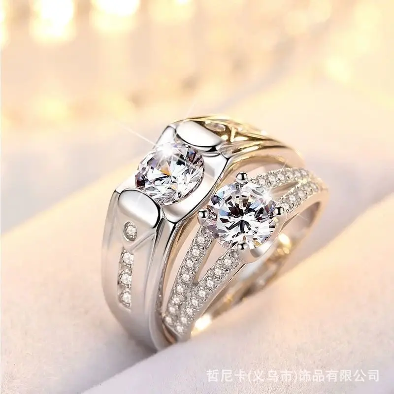 Alloy Moissanite Ring Alloy Moissanite Couple Twist Arm Diamond Ring Pair Ring Wedding Proposal Daily Easiest for Match