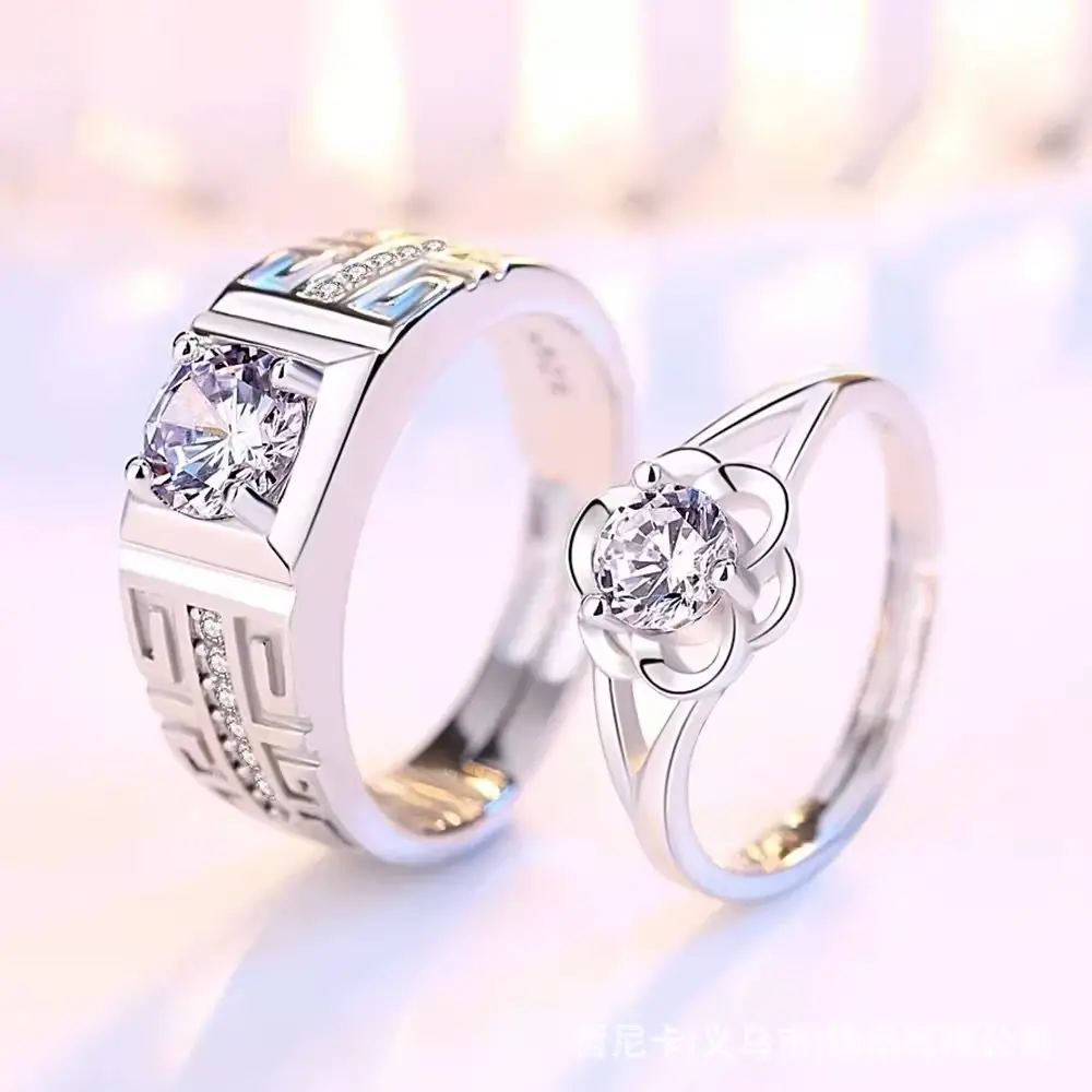 Alloy Moissanite Ring Alloy Moissanite Couple Twist Arm Diamond Ring Pair Ring Wedding Proposal Daily Easiest for Match