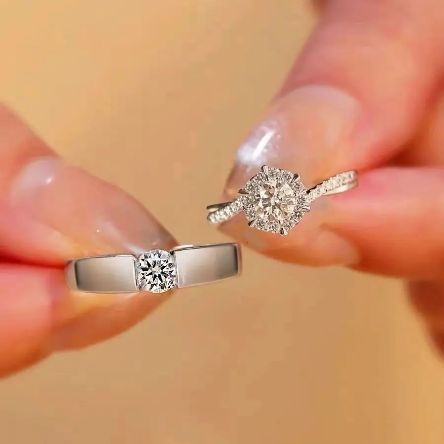 Alloy Moissanite Ring Alloy Moissanite Couple Twist Arm Diamond Ring Pair Ring Wedding Proposal Daily Easiest for Match