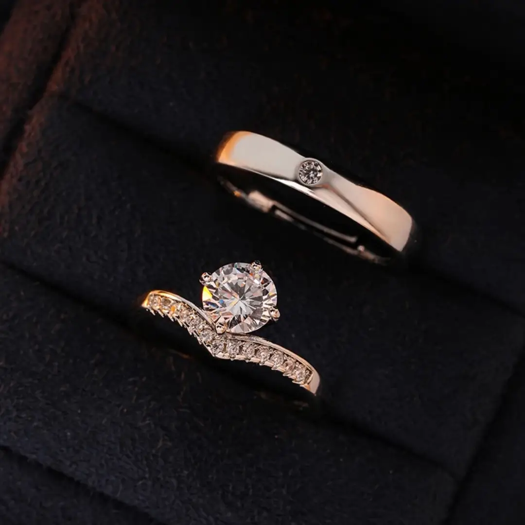 Alloy Moissanite Ring Alloy Moissanite Couple Twist Arm Diamond Ring Pair Ring Wedding Proposal Daily Easiest for Match