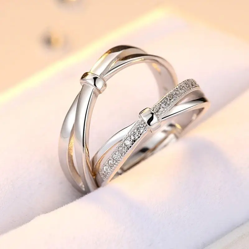 Alloy Moissanite Ring Alloy Moissanite Couple Twist Arm Diamond Ring Pair Ring Wedding Proposal Daily Easiest for Match
