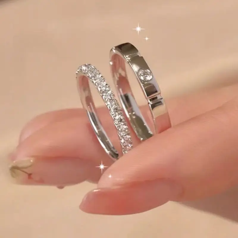 Alloy Moissanite Ring Alloy Moissanite Couple Twist Arm Diamond Ring Pair Ring Wedding Proposal Daily Easiest for Match