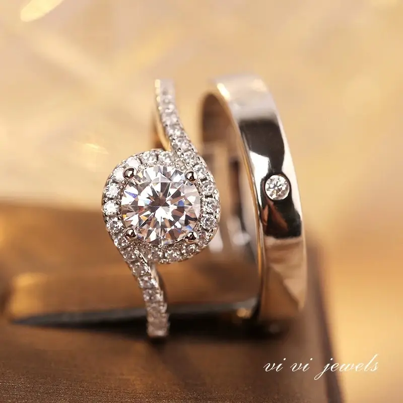 Alloy Moissanite Ring Alloy Moissanite Couple Twist Arm Diamond Ring Pair Ring Wedding Proposal Daily Easiest for Match