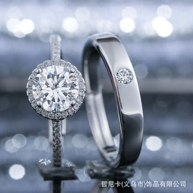 Alloy Moissanite Ring Alloy Moissanite Couple Twist Arm Diamond Ring Pair Ring Wedding Proposal Daily Easiest for Match