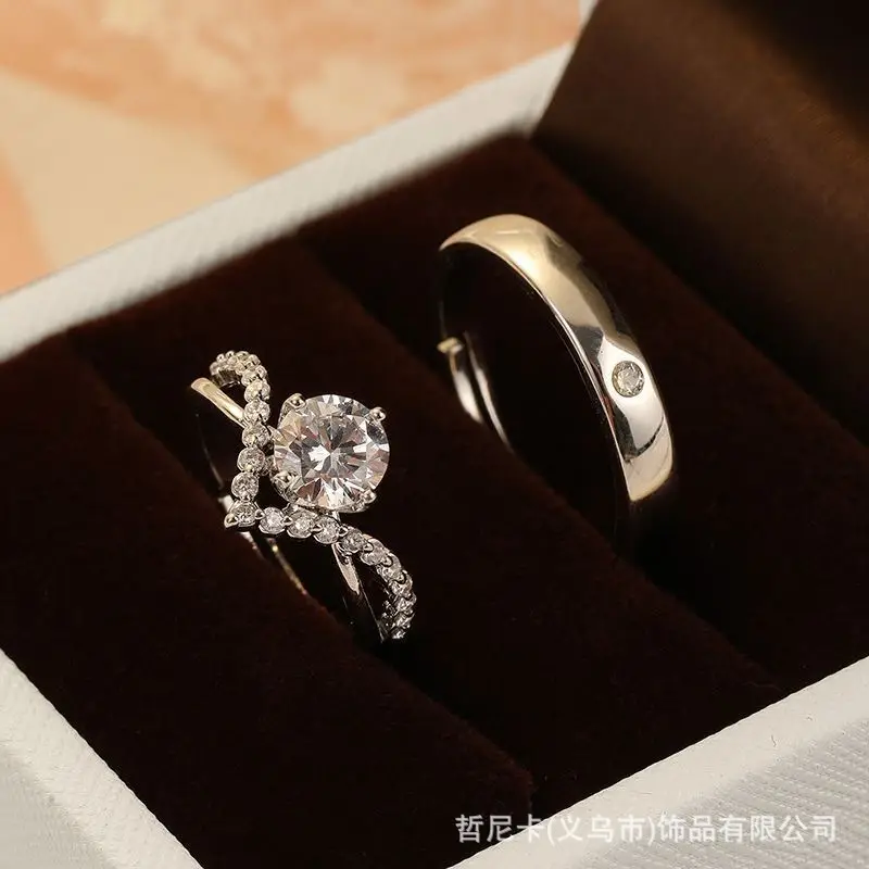 Alloy Moissanite Ring Alloy Moissanite Couple Twist Arm Diamond Ring Pair Ring Wedding Proposal Daily Easiest for Match