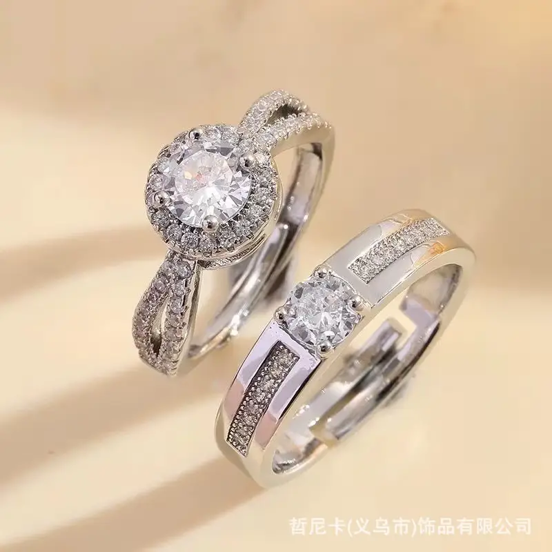 Alloy Moissanite Ring Alloy Moissanite Couple Twist Arm Diamond Ring Pair Ring Wedding Proposal Daily Easiest for Match