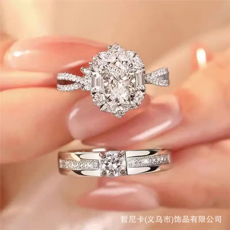 Alloy Moissanite Ring Alloy Moissanite Couple Twist Arm Diamond Ring Pair Ring Wedding Proposal Daily Easiest for Match