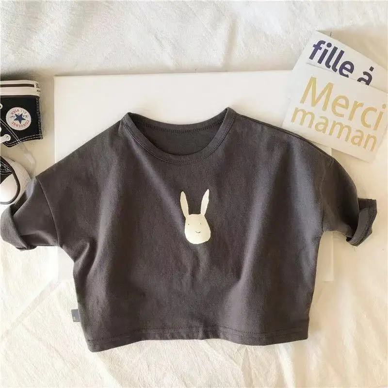 Kids Korean Style Rabbit Print T-Shirt Black 3Yrs - Image 4