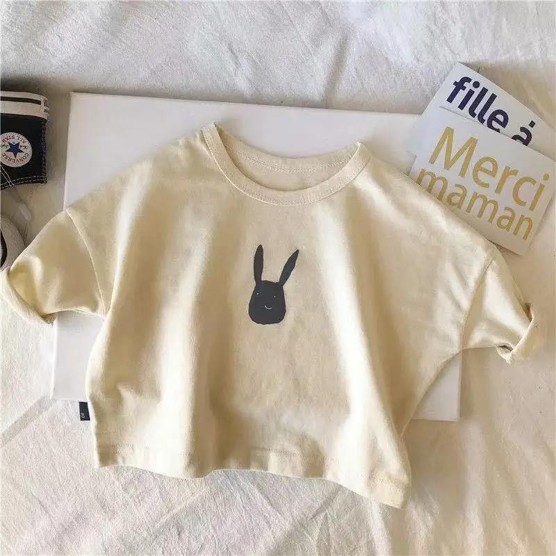 Kids Korean Style Rabbit Print T-Shirt Black 3Yrs - Image 5