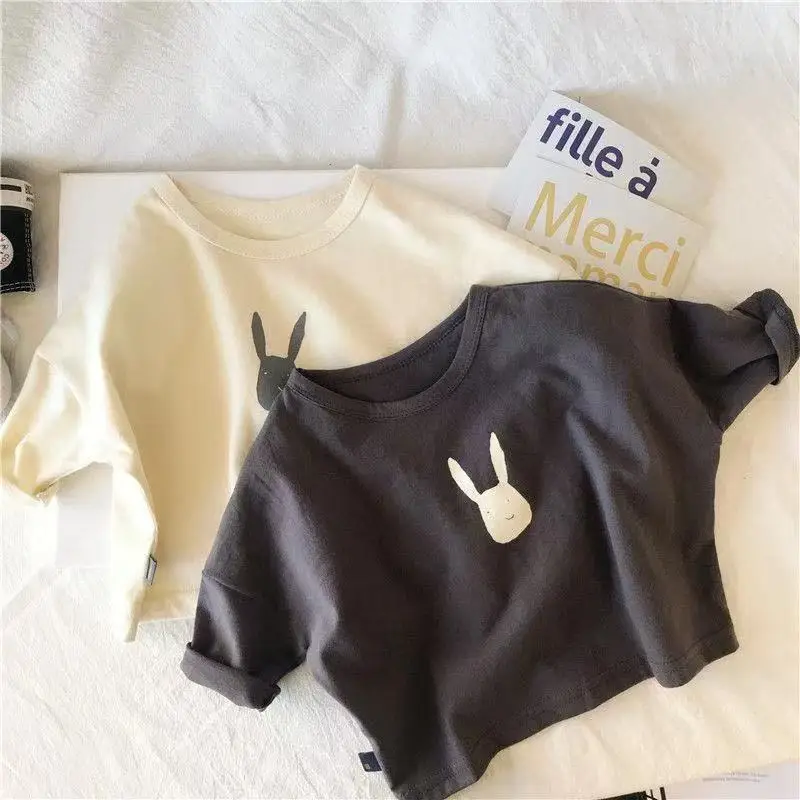 Kids Korean Style Rabbit Print T-Shirt Black 3Yrs - Image 6