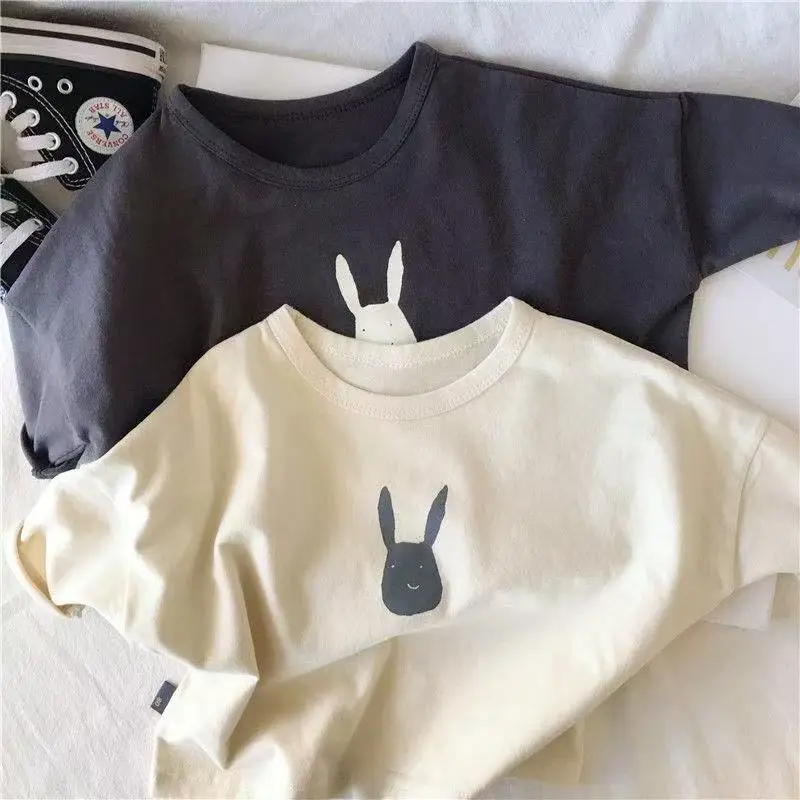 Kids Korean Style Rabbit Print T-Shirt Black 3Yrs — feature 1