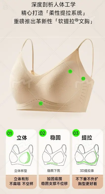 Hellosunny Mori Breath Soft Lift Bra Breathable Liquid Foundation Invisible Underwear Lace Nylon Cotton Full Cup — feature 4