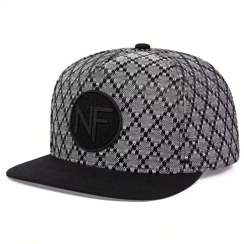 Men Plaid Knitted Baseball Cap with NF Logo