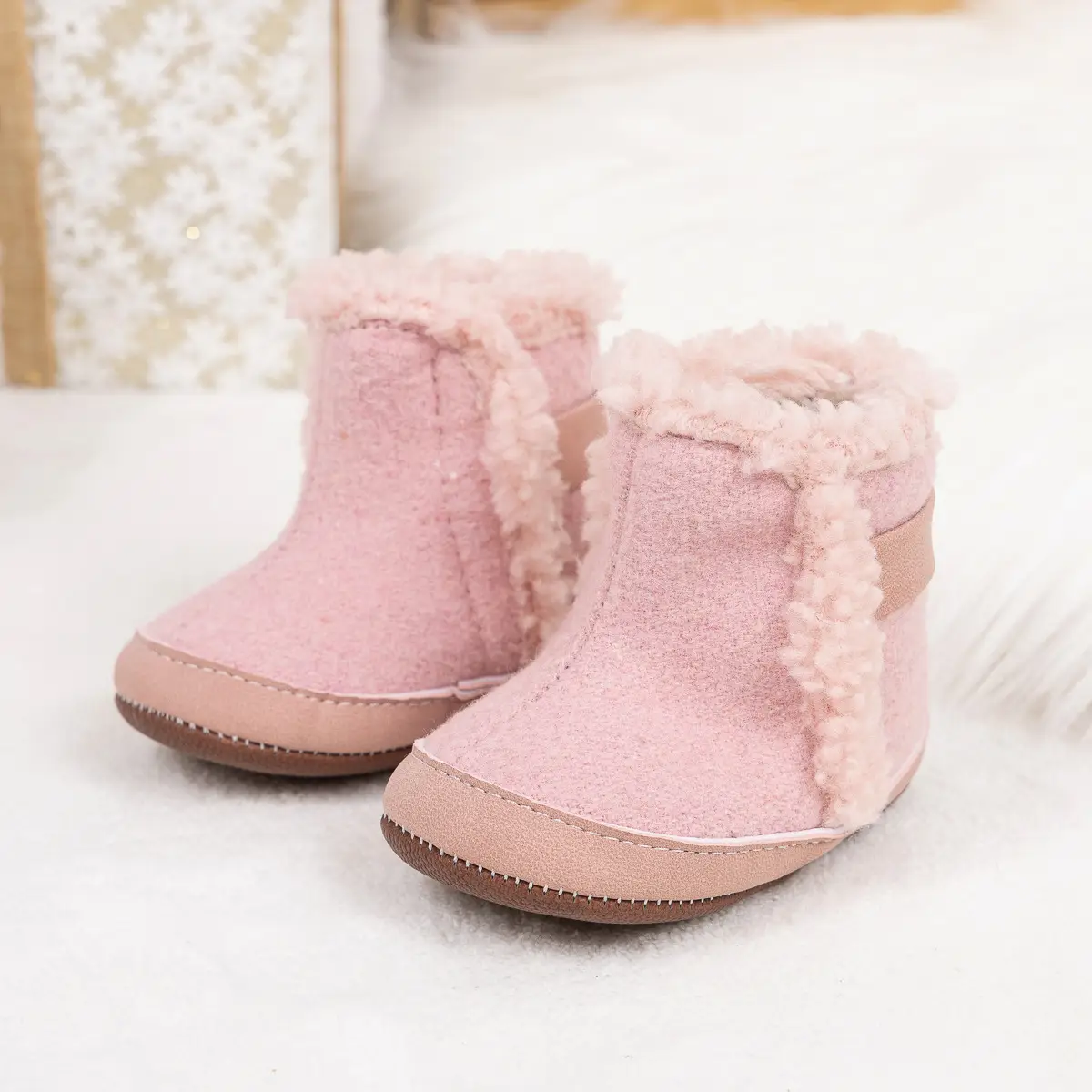 Winter Baby Snow Boots Fleece Lined Grey Anti-Slip