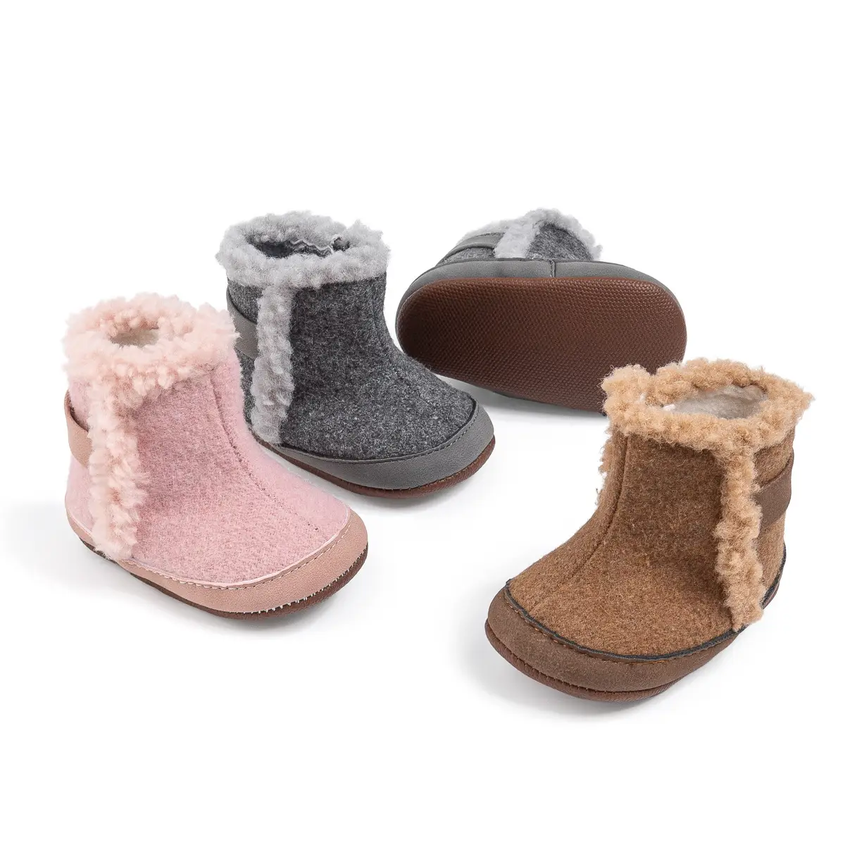 Winter Baby Snow Boots Fleece Lined Grey Anti-Slip