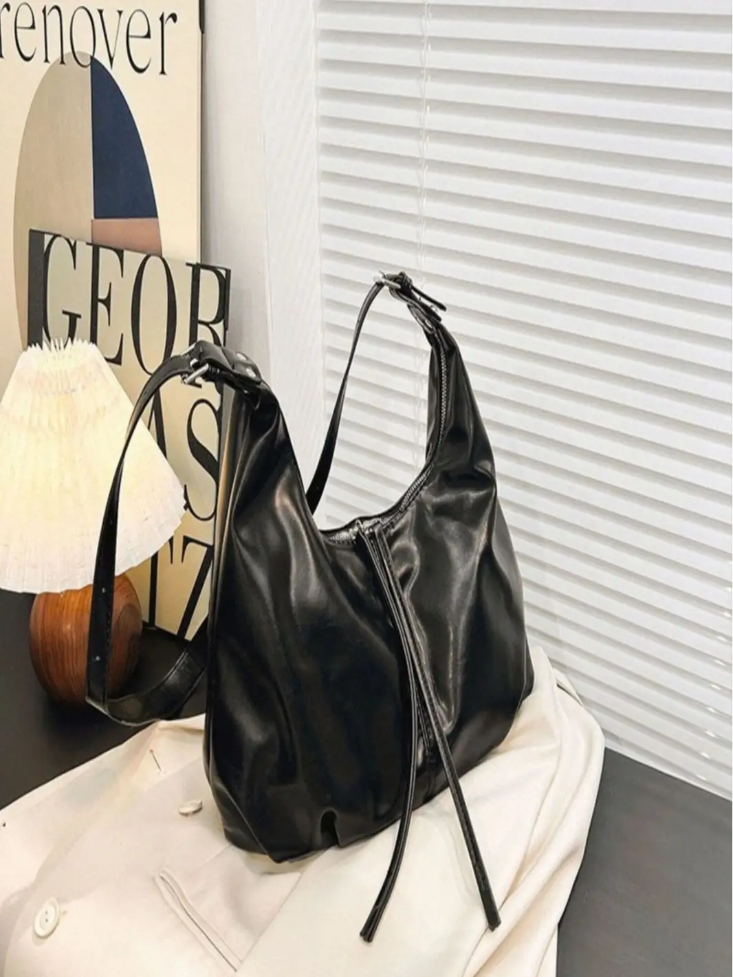 Black Retro Crossbody Shoulder Tote Bag 2025 - Image 5