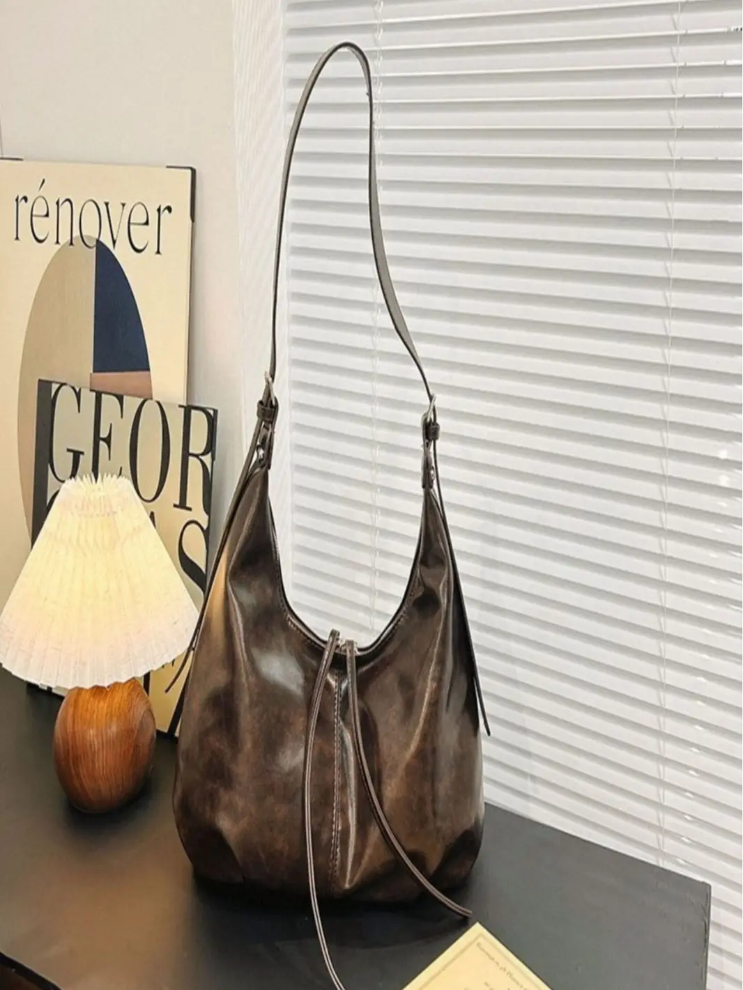Black Retro Crossbody Shoulder Tote Bag 2025 - Image 6
