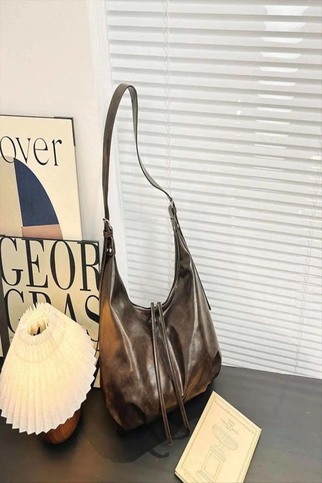 Black Retro Crossbody Shoulder Tote Bag 2025 - Image 2