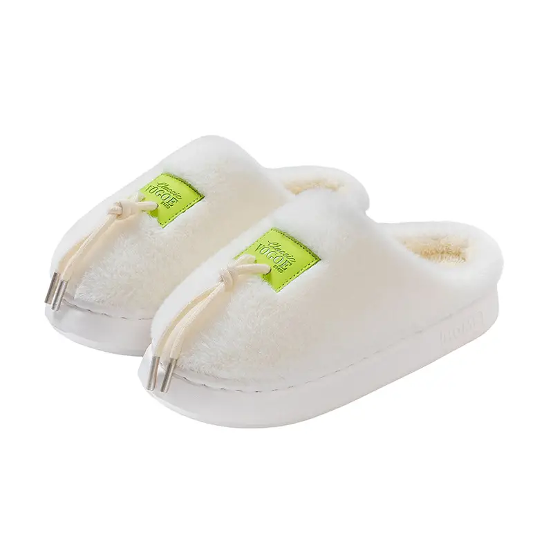 Shoelace-Decorated Couple's Indoor Home Slippers with a Soft Cushioning Feel, Maternity Slippers for Women, Autumn and Winter Warm Plush Cotton Slippers for Men - Image 10