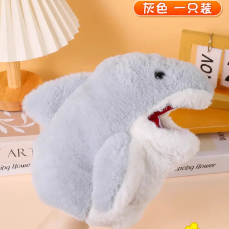 Shark Hand Puppet Glove Plush Toy Stress Relief Open-Mouth Internet Celebrity Birthday Gift Student Interactive Gift for Children
