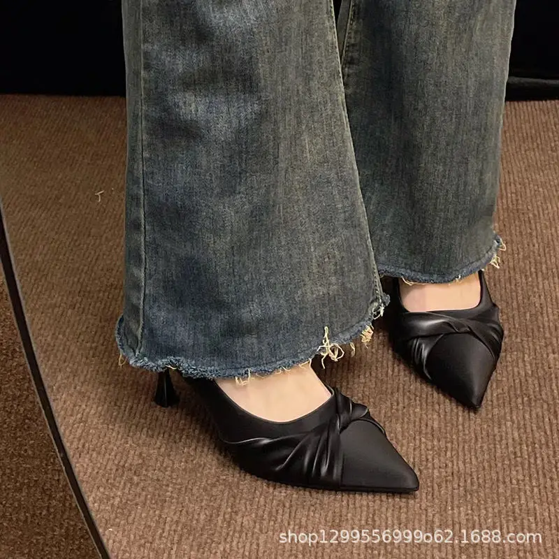 High-Heeled Shoes for Women, Shallow Mouth, Pointed Toe, Comfortable for Summer, French Style, Soft Leather, Available in Two Colors, Work Shoes, Direct from the Factory — feature 8