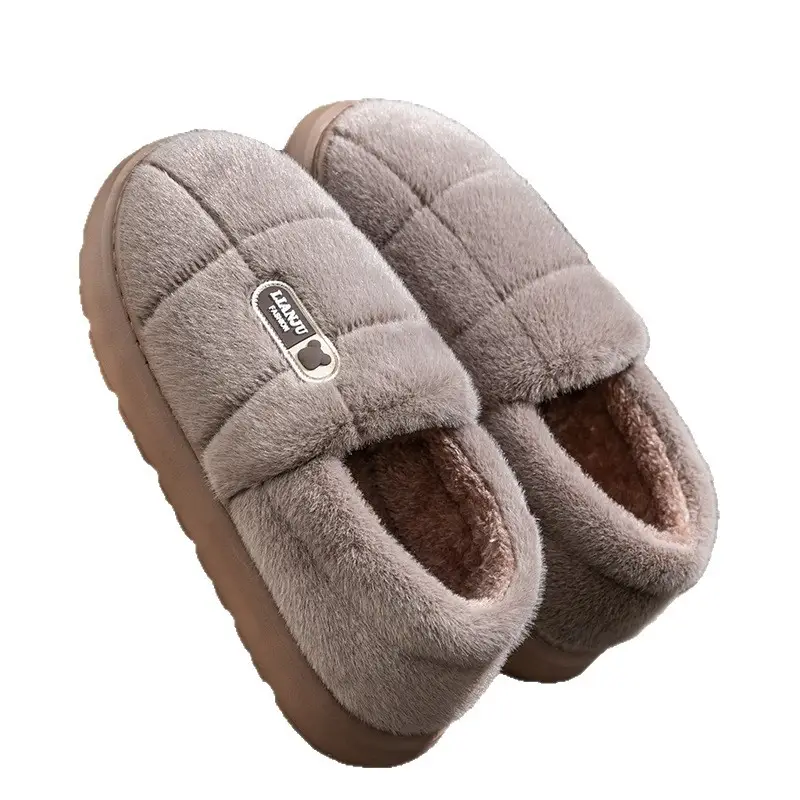 Elderly Grey Cotton Slippers Warm Winter Anti-Slip - Image 13