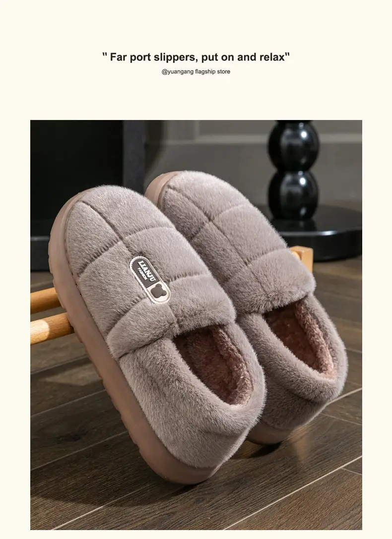 Elderly Grey Cotton Slippers Warm Winter Anti-Slip — feature 12
