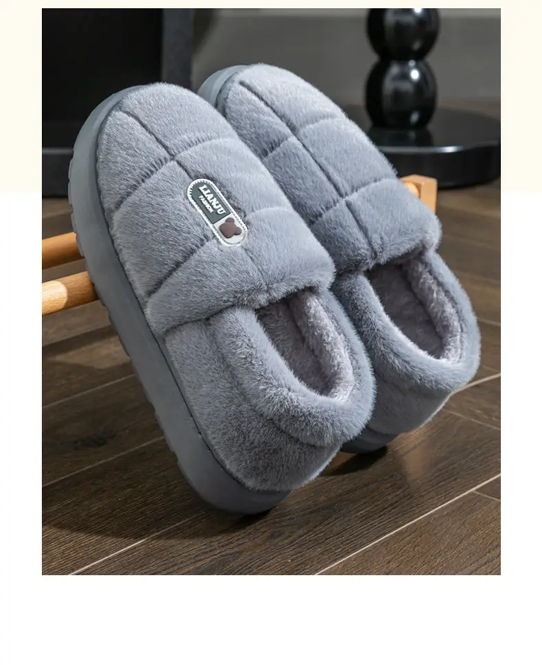 Elderly Grey Cotton Slippers Warm Winter Anti-Slip — feature 13