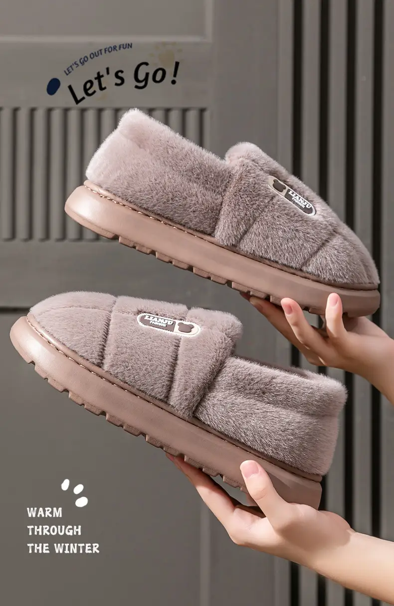 Elderly Grey Cotton Slippers Warm Winter Anti-Slip — feature 9