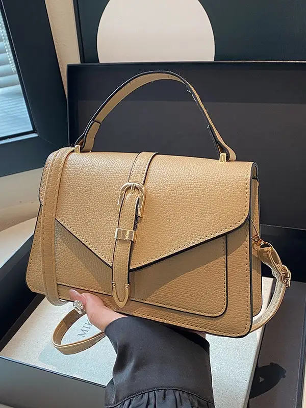 Textured Grey Square Handbag for Women 2026