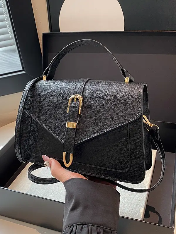 Textured Grey Square Handbag for Women 2026