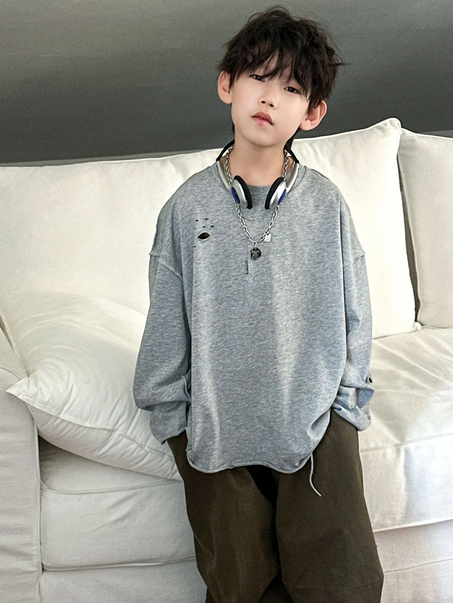 Boys Red Sweatshirt Long Sleeve Spring Autumn Korean Style - Image 8