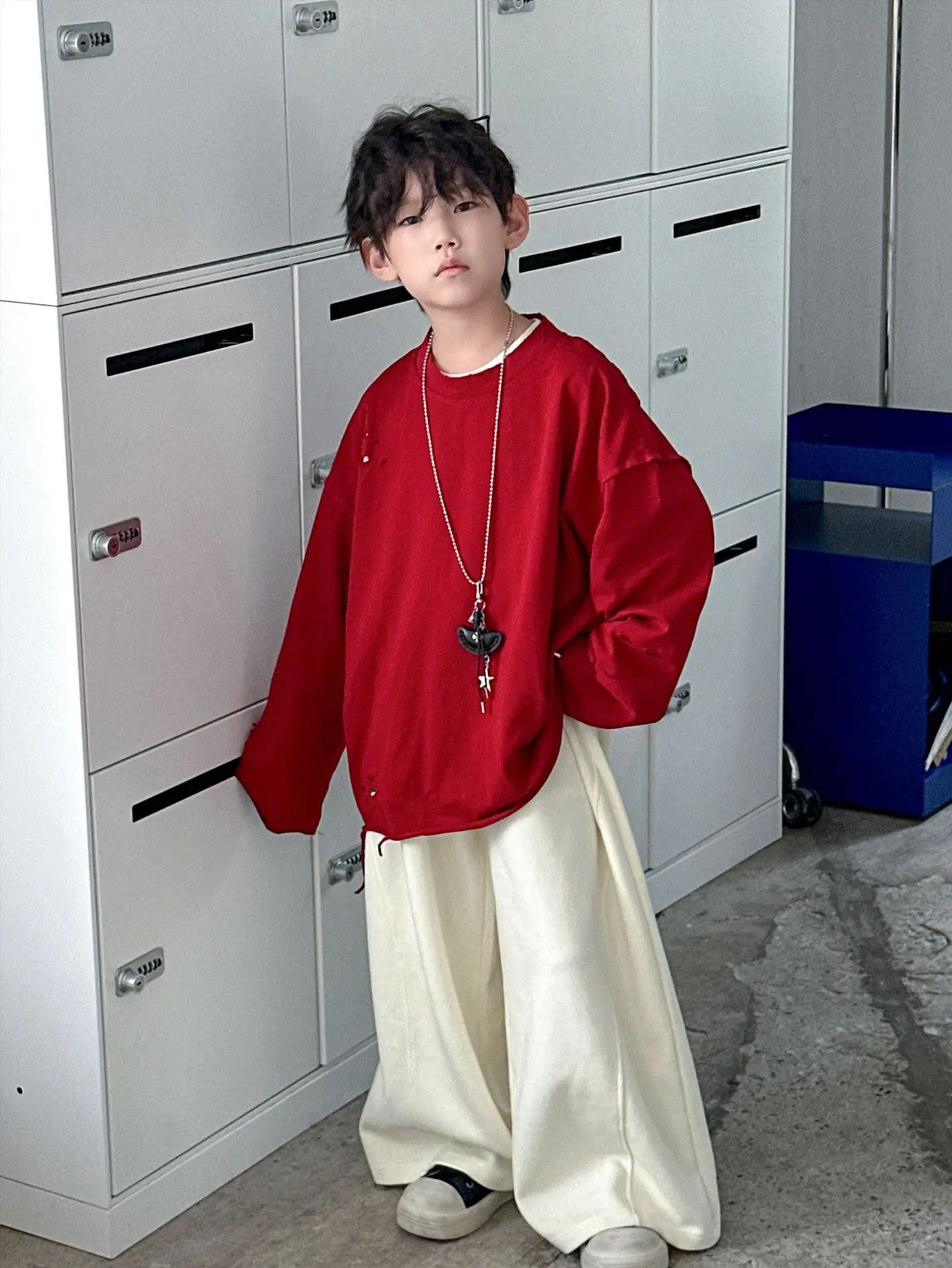 Boys Red Sweatshirt Long Sleeve Spring Autumn Korean Style - Image 9