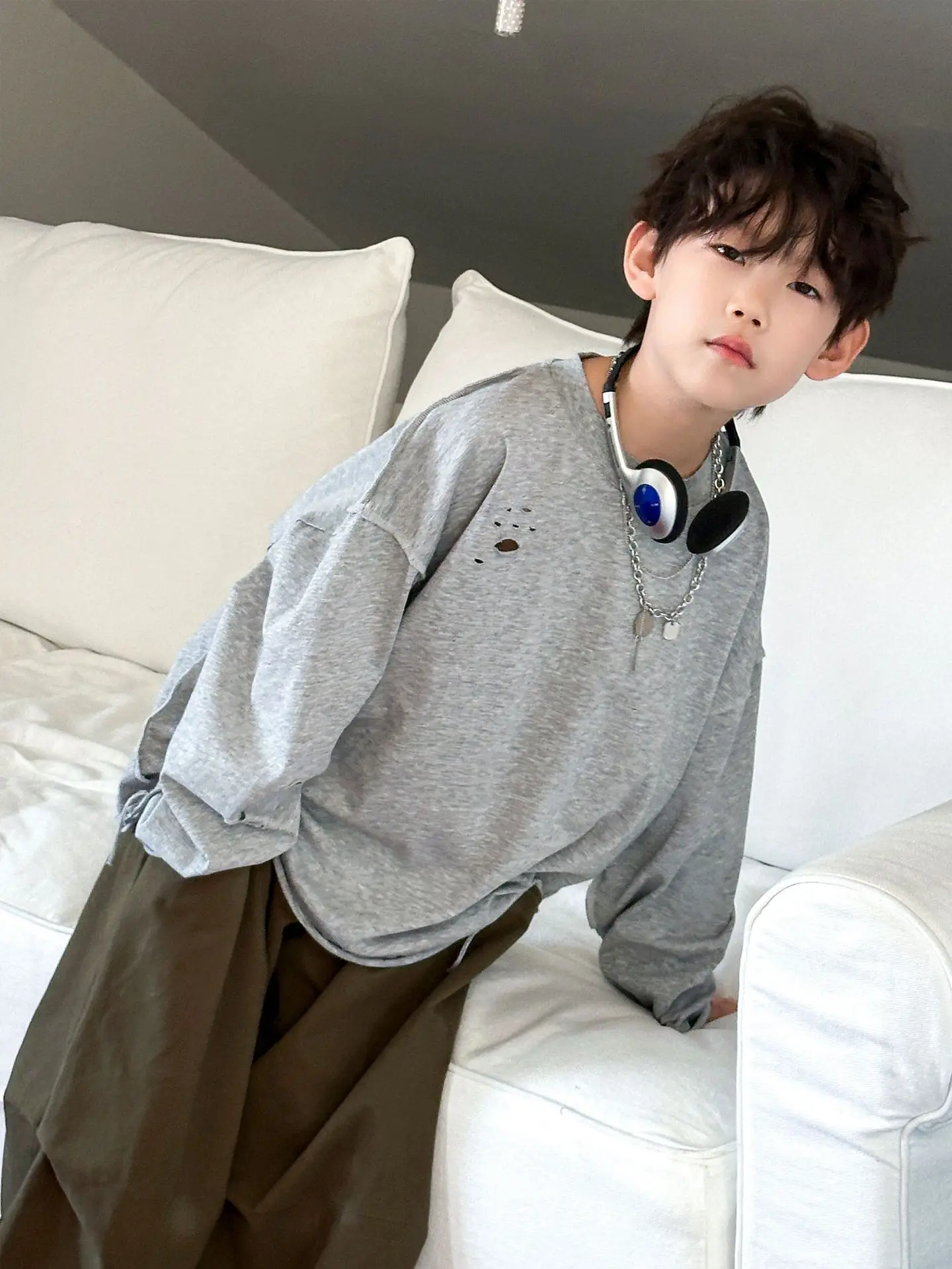 Boys Red Sweatshirt Long Sleeve Spring Autumn Korean Style — feature 10
