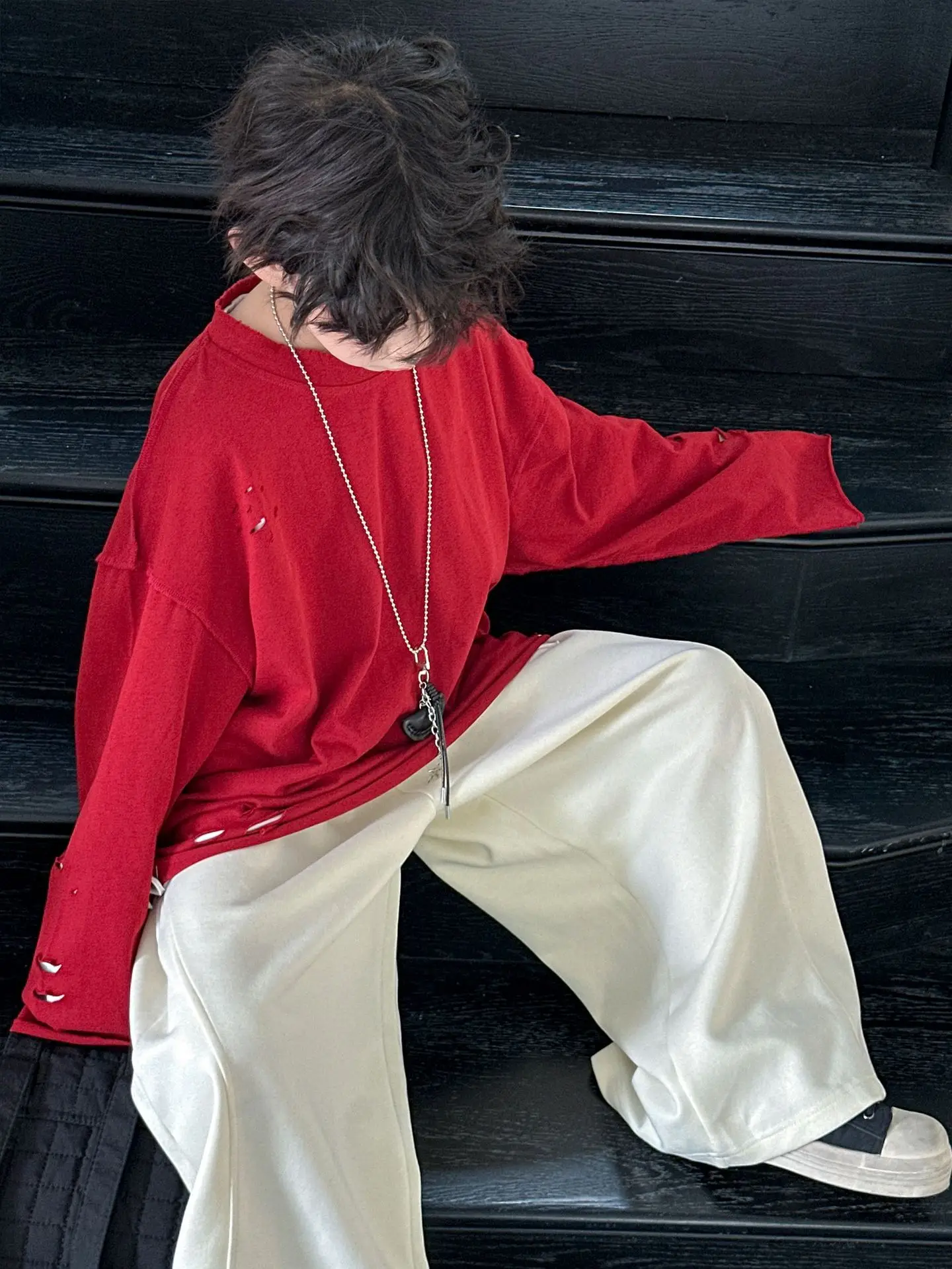 Boys Red Sweatshirt Long Sleeve Spring Autumn Korean Style — feature 12