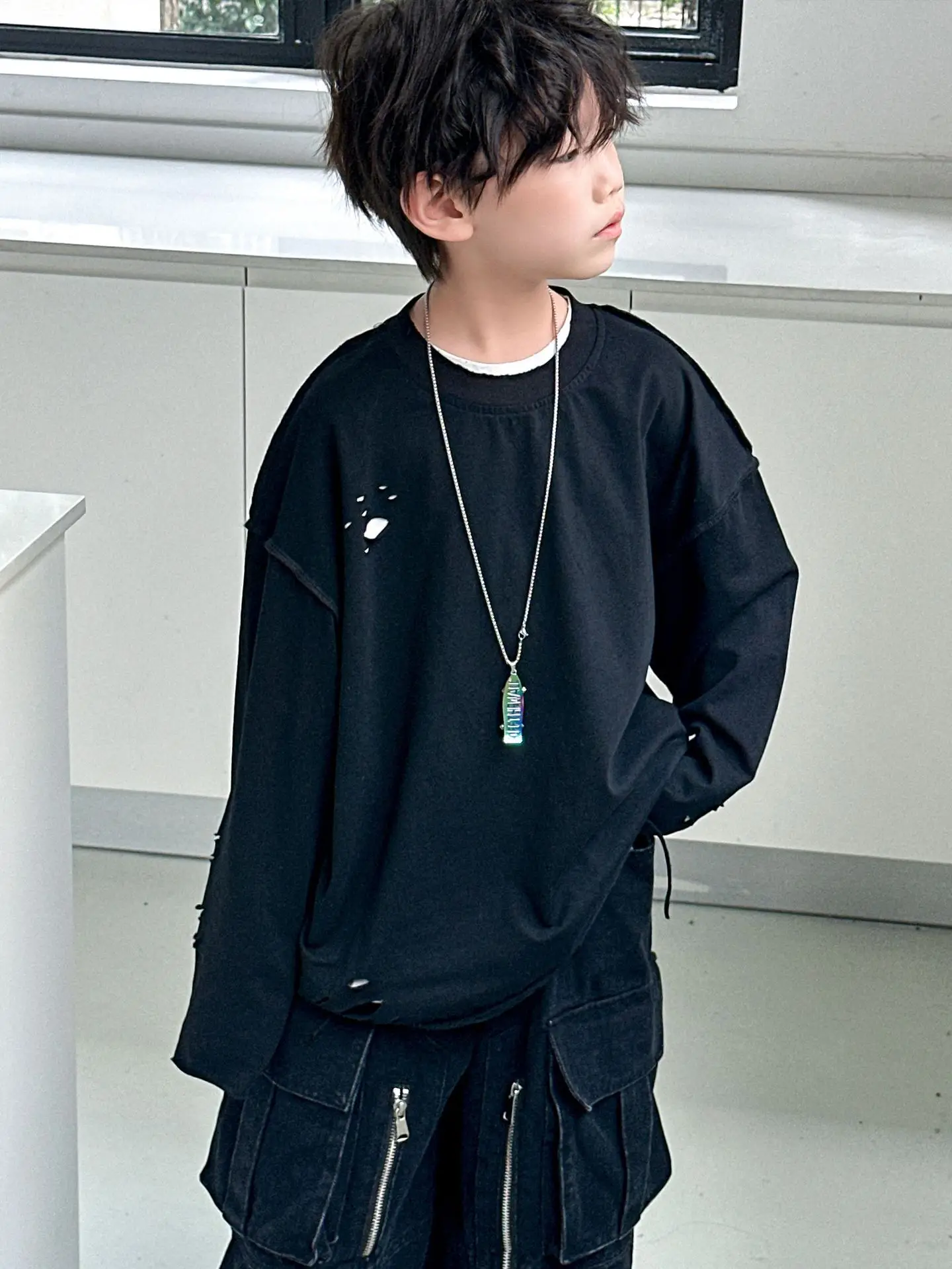 Boys Red Sweatshirt Long Sleeve Spring Autumn Korean Style — feature 15